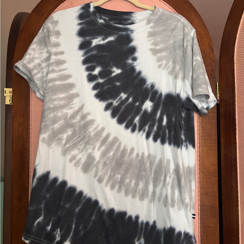 Casual Tie-Dye Short Sleeve Tee — Gray & Black